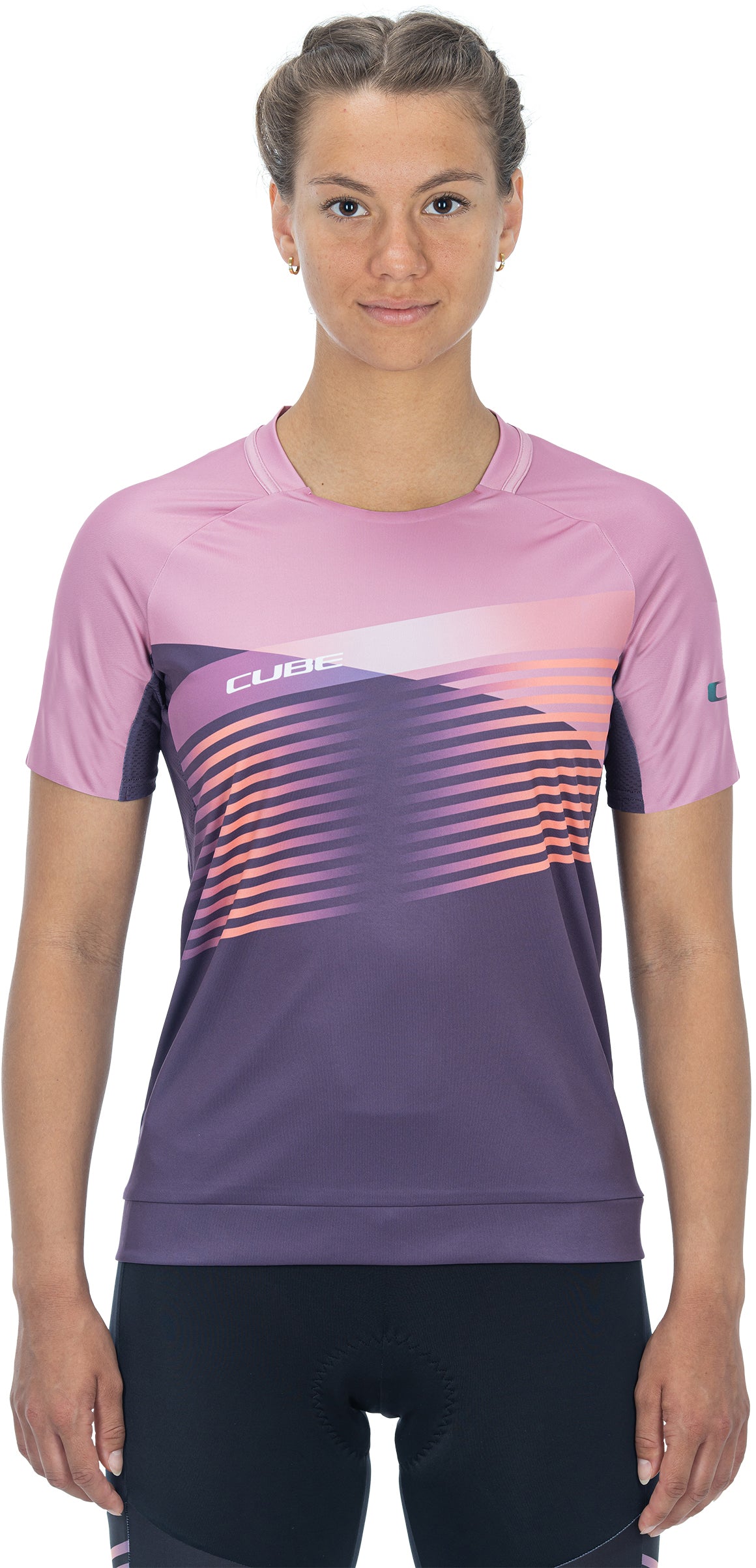 CUBE TEAMLINE WS jersey met ronde hals en korte mouwen violet'n'rose