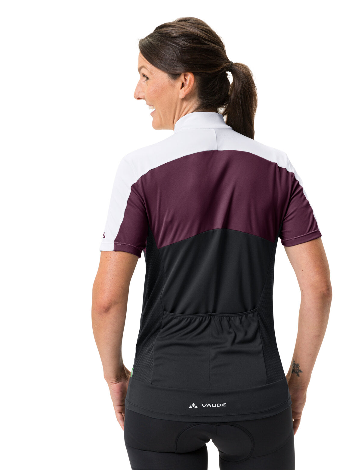 VAUDE Matera jersey met korte mouwen en volledige ritssluiting dames zwart/paars