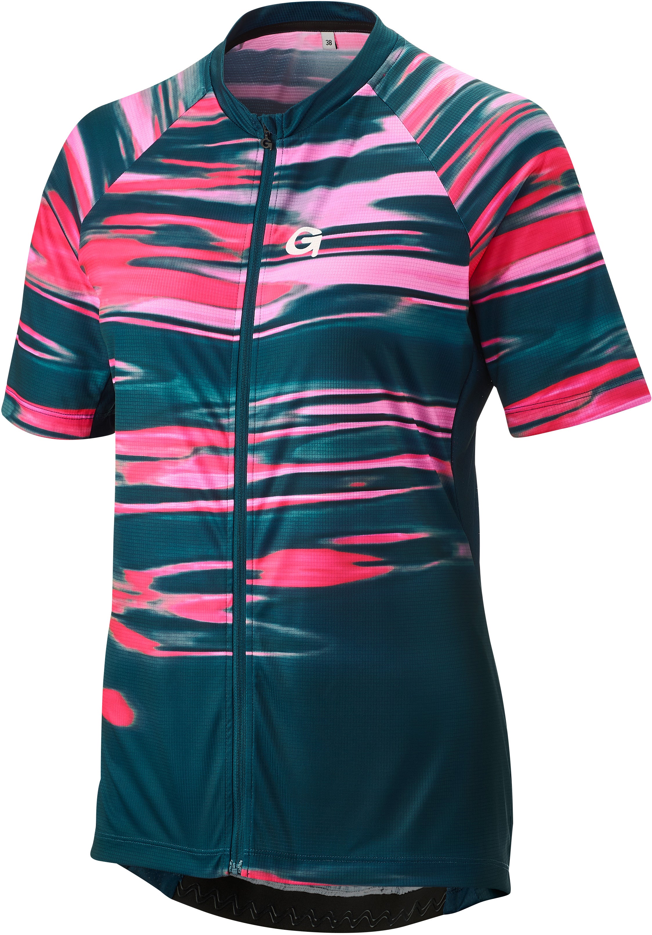 Gonso Copedello fietsshirt met korte mouwen en volledige ritssluiting dames petrol/roze