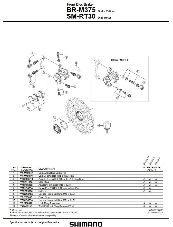 Shimano MTB BR-M375 schijfremklauw zwart